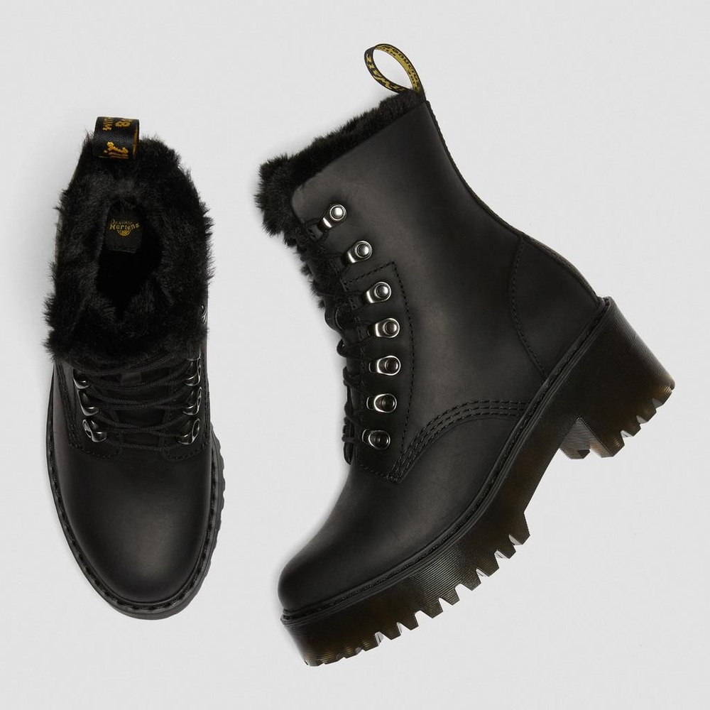 Dr. Martens Leather Leona Fur Women’s Boots